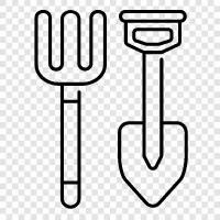 pitchfork and spade, shovel and pitchfork, pitchfork and shovel icon svg