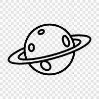 planet, outer space, moon, rings icon svg