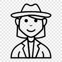 policewoman, detective, mystery, crime icon svg