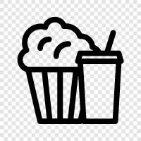 popcorn and soda, popcorn and drink recipes, Popcorn and drink combo icon svg