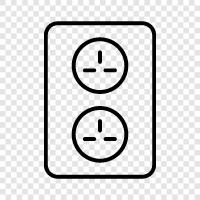 power outlet, power cord, power strip, surge protector icon svg