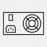 power supply unit, power supply cable, power supply cord, power supply connector icon svg