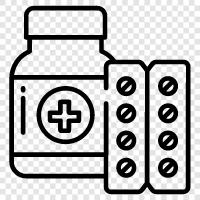 prescriptions, over the counter, side effects, interactions icon svg