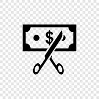 price cutting, cost cutting, efficiency, productivity icon svg