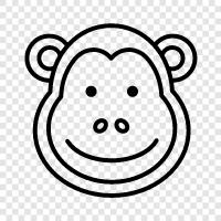 primate, ape, simian, monkey brain icon svg