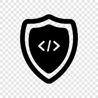 privacy code, data security code, hacker protection code, shield code icon svg