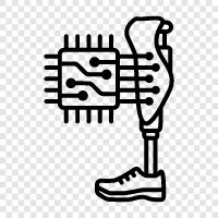 prosthetic leg, artificial leg, robotic, futuristic icon svg