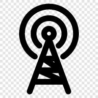 Radio transmitter, Radio antenna, Radio receiver, Radio frequency icon svg