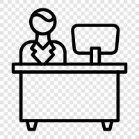 receptionist, desk, reception, desk receptionist icon svg