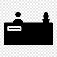 receptionist jobs, receptionist tips, receptionist duties, receptionist desk icon svg