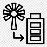 renewable energy, wind energy, solar energy, energy storage icon svg