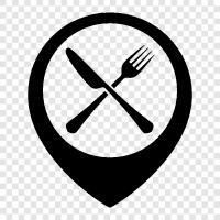 restaurant map, food location, restaurant reviews, restaurant locations near me icon svg