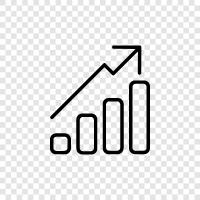 Rising stock, Rising prices, Chart trends, Chart analysis icon svg