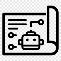 robot design, robot programming, robot manufacturing, robot blueprint icon svg