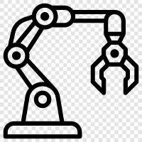 Roboterarmsysteme, Roboterarmtechnik, Roboterarmanwendungen, Roboterarm symbol