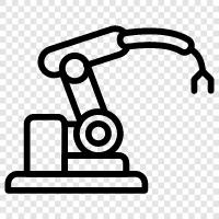 Roboterarmtechnik, Roboterarmsteuerung, Roboterarmmontage, Roboterarmdesign symbol