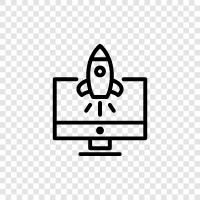 rocket, computer, space, astronomy icon svg