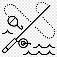 rod, reel, line, tackle icon svg