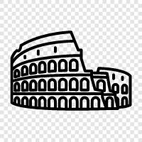 roman, amphitheater, history, architecture icon svg