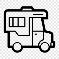 RVs, van life, camping, caravan icon svg