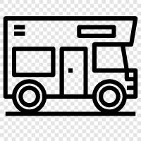 RVs, travel trailers, camping, outdoors icon svg