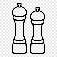 pepper mill, pepper mill set, kitchen pepper, Salt and Pepper Mill icon svg