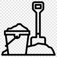 sand, bucket, shovel, cleaning icon svg