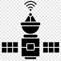 Satellitenkommunikation, Satellitenübertragung, Satellitenfernsehen, Satellitenradio symbol