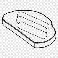 sausage toast, sausage on toast, sausage and toast, breakfast sausage toast icon svg