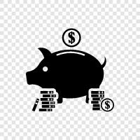 Savings Account, Money Box, Coin Bank, Piggy Bank icon svg