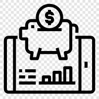 Savings Account, Money Box, Children s Toys, School Supplies icon svg