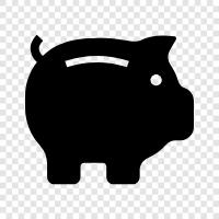 Savings Bank, Money Box, Cash Box, Coin Bank icon svg