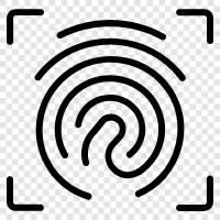 Fingerabdrücke scannen, Fingerabdruckerkennung, biometrisches Scannen, Fingerabdruckscan symbol