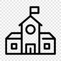 school, education, classroom, building icon svg