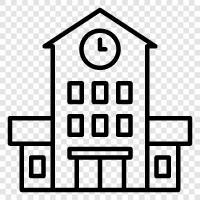 school, building, classrooms, students icon svg