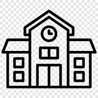 school, school building design, school building construction, school building materials icon svg