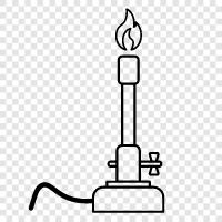 wissenschaftliche Ausrüstung, Laborausrüstung, wissenschaftliche Instrumente, Bunsen Burner symbol