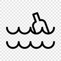 sea bottle, plastic bottle in sea, recycling bottle in sea, bottle in sea icon svg