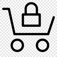 security cart, steel cart, wheeled cart, shipping cart icon svg