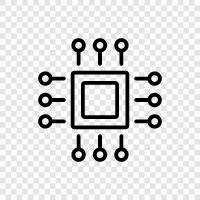 semiconductor, microprocessor, computer, digital icon svg