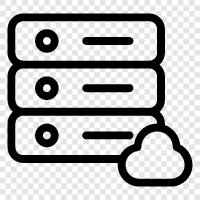 servers in the cloud, public cloud, private cloud, data center icon svg