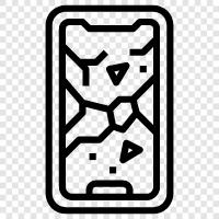 shattered, cracked, fractured, damaged icon svg