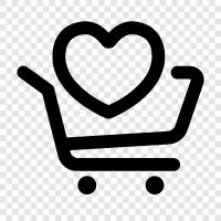 Aşk için alışveriş, aşkınız için alışveriş, kalbinizin aşkı için alışveriş, alışveriş aşkı ikon svg