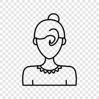 short hair bun, messy bun, curly bun, bun style icon svg