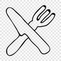 silverware, silver, knives, forks icon svg