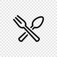 silverware, eating utensils, spoon and fork icon svg