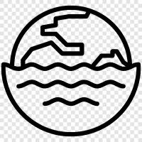 sinking earth, sinking land, sinking continents, sinking oceans icon svg