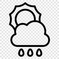 Himmel, bewölkt, regen, donnernd symbol