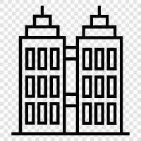 skyscraper, city, architecture, construction icon svg