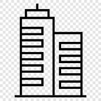 skyscraper, highrise, sky scrapers, business district icon svg